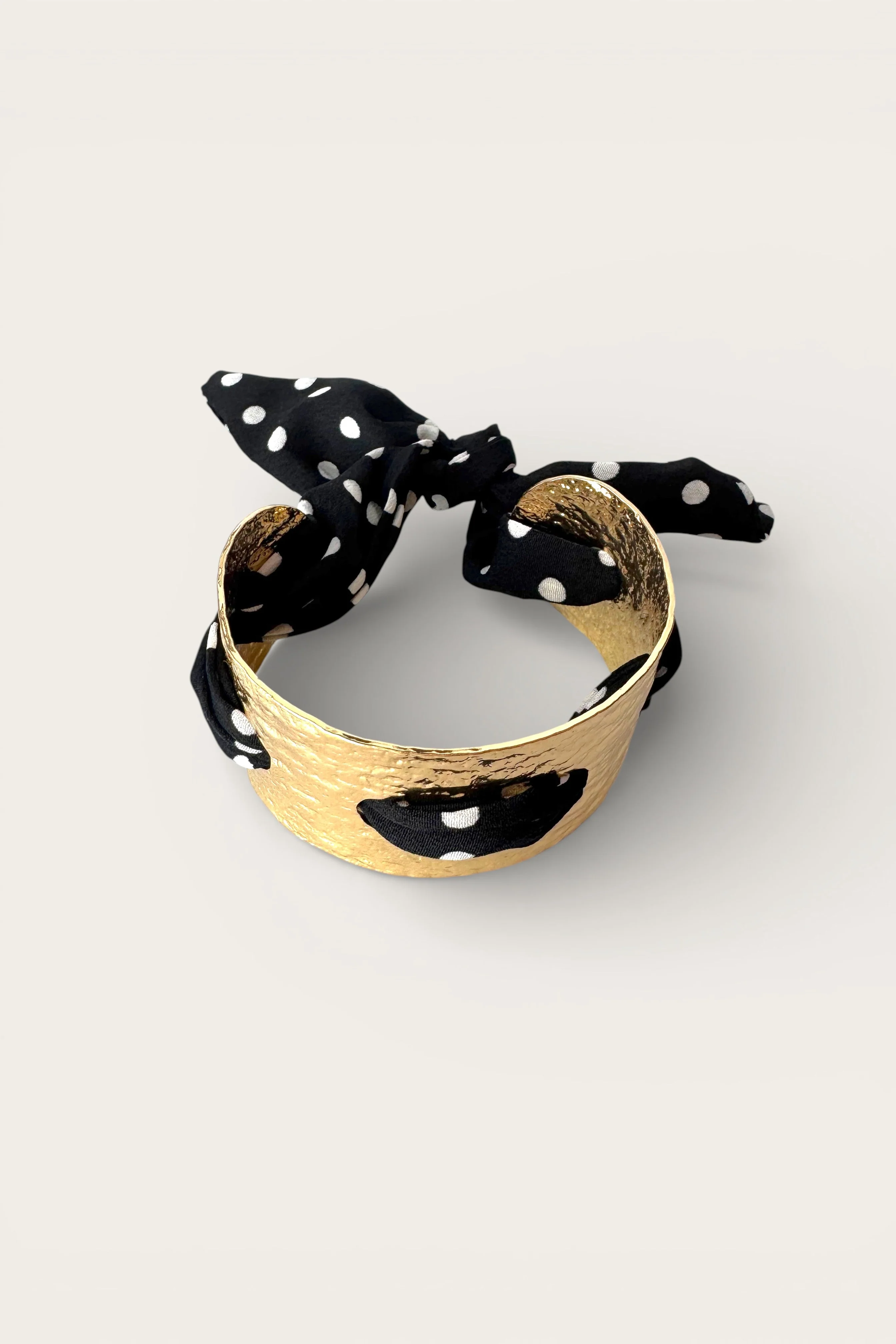 Lucia Black & White Polka Dot Scarf & Cuff Bracelet - Image 2