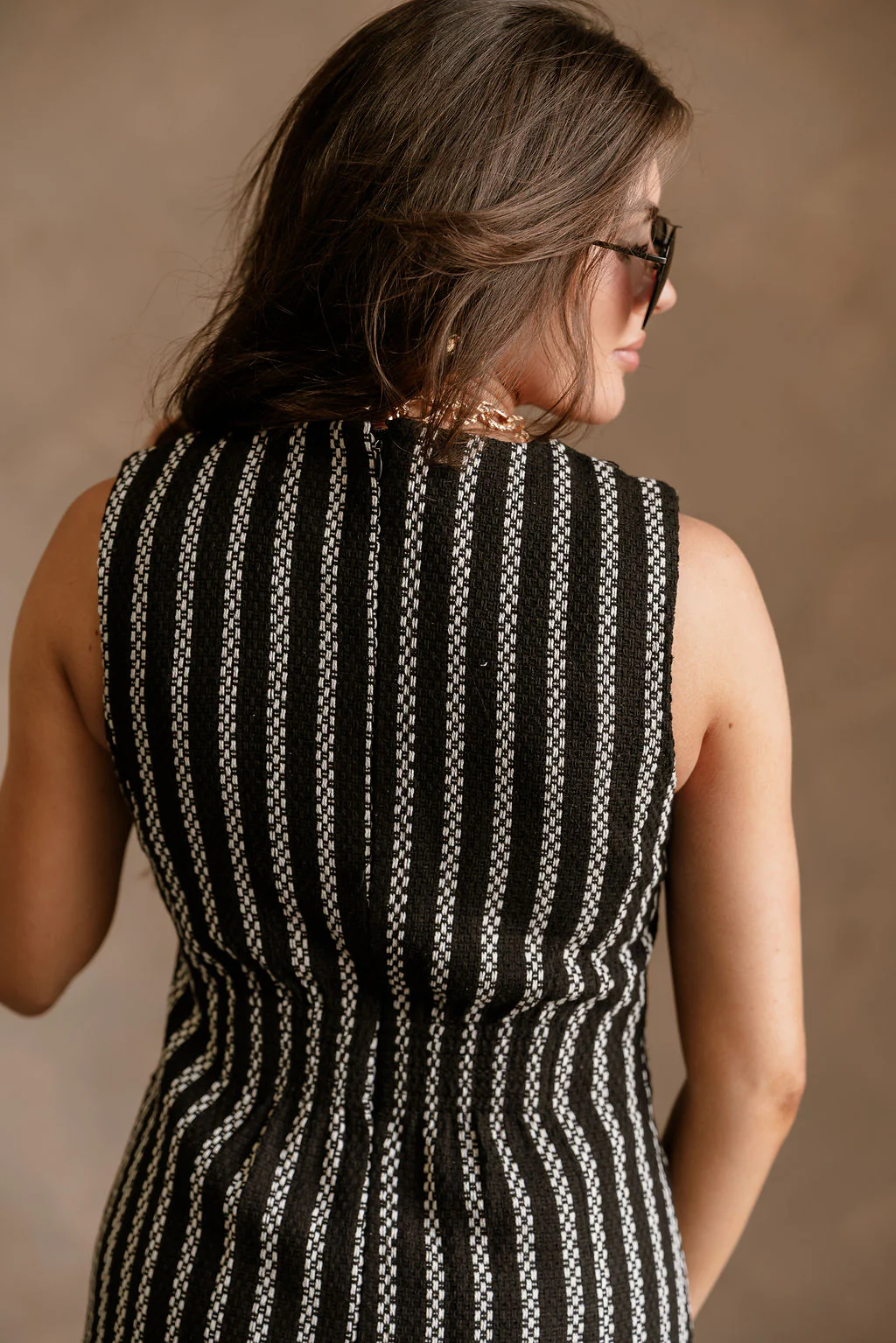 Lucia Black & White Tweed Knit Dress - Image 8