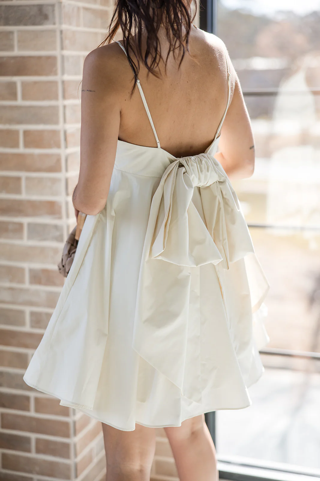 Lucia Cream Bow Flare Mini Dress - Image 8