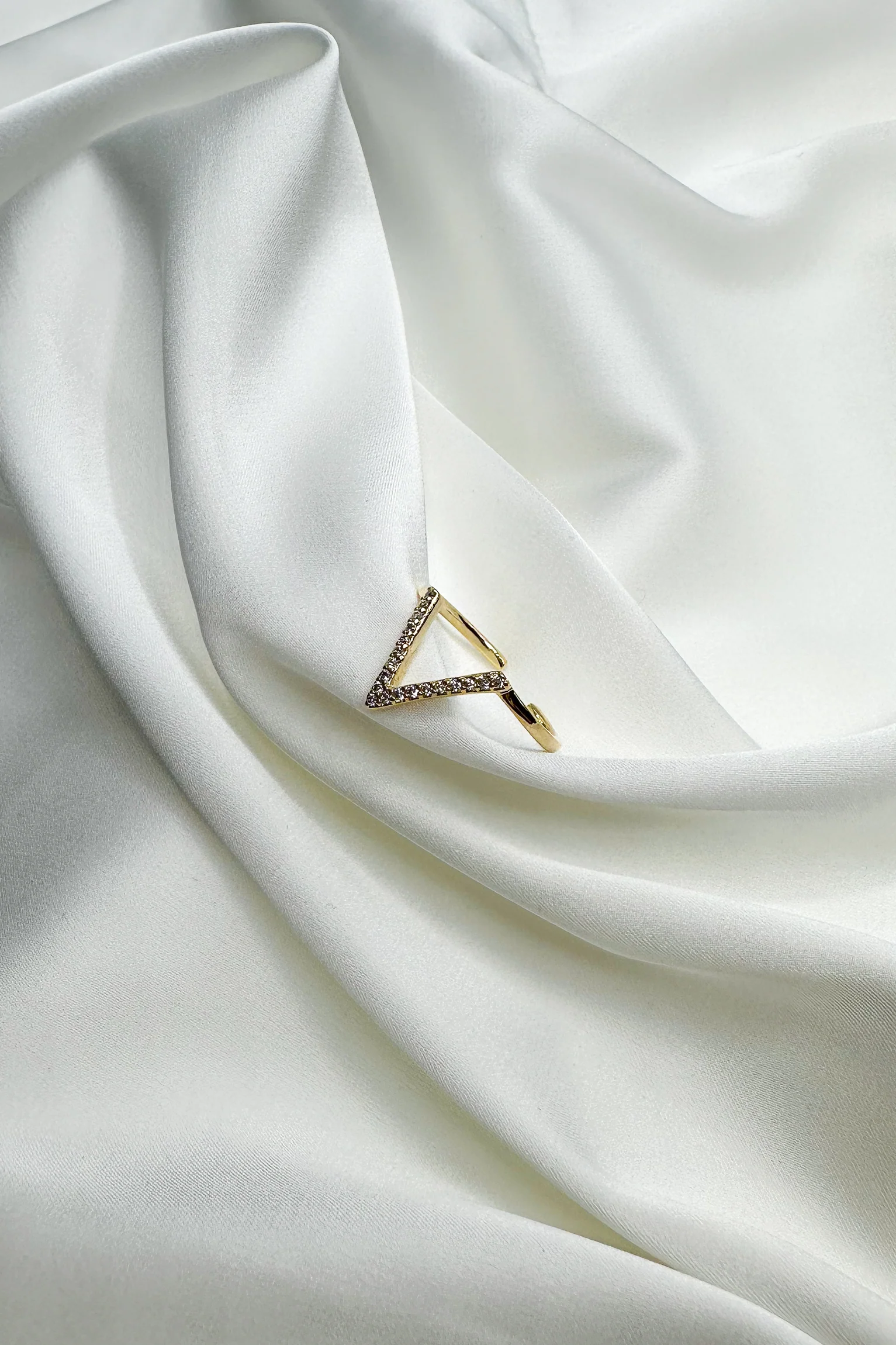 Lucia Gold & Rhinestone V Ring - Image 3