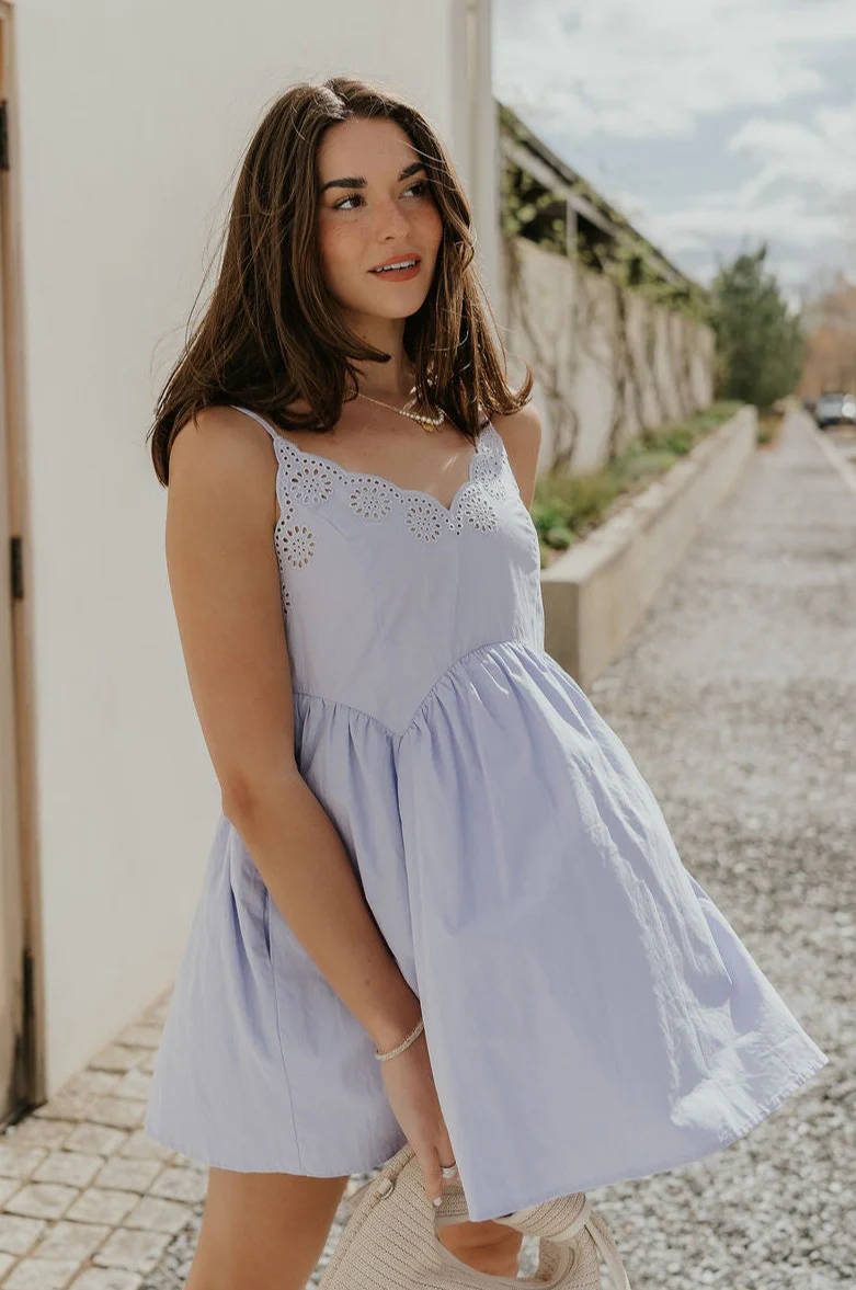 Lucia Lavender Eyelet Sleeveless Mini Dress - Image 8