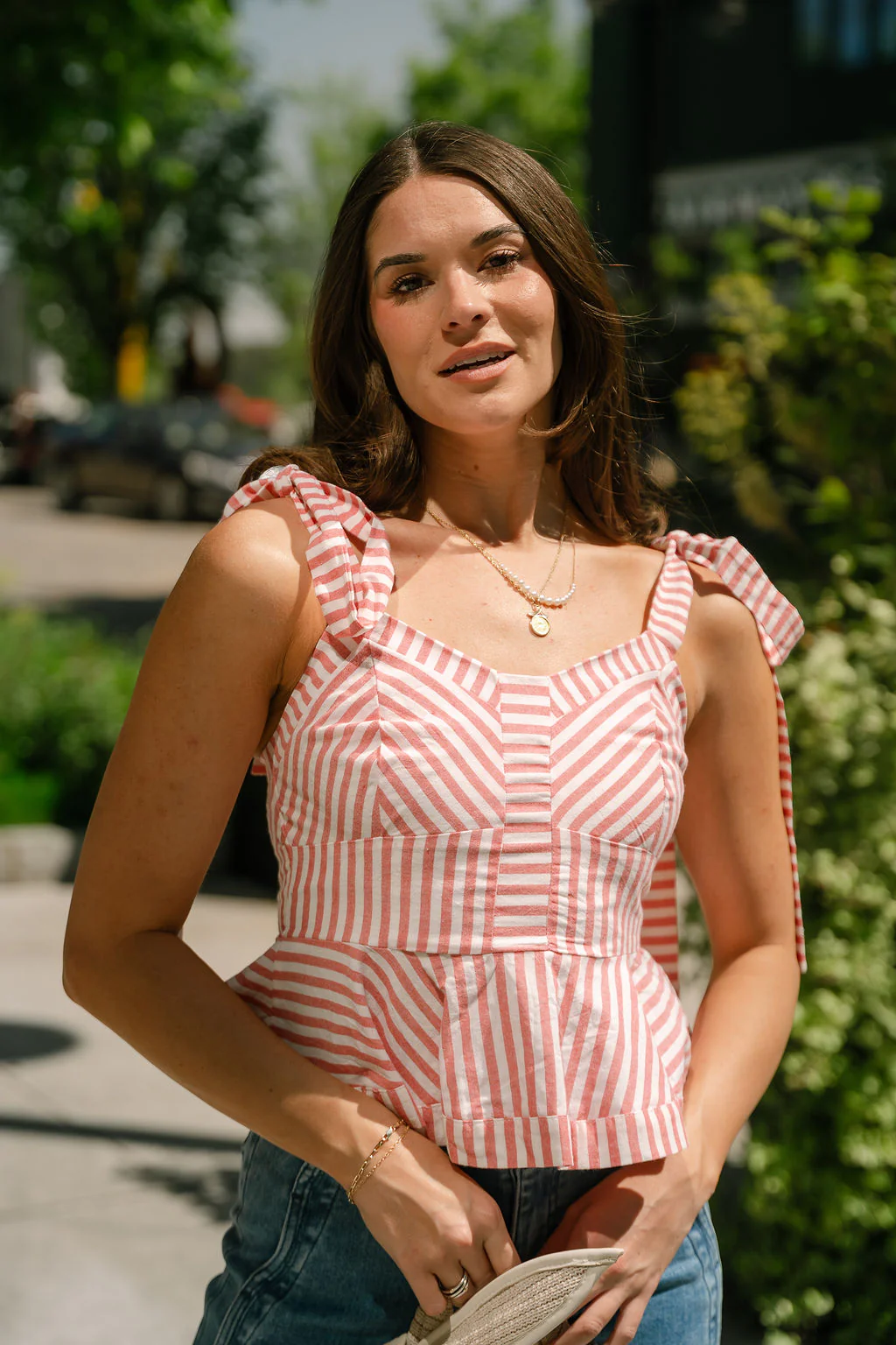 Lucia Red & White Stripe Flare Tank - Image 5