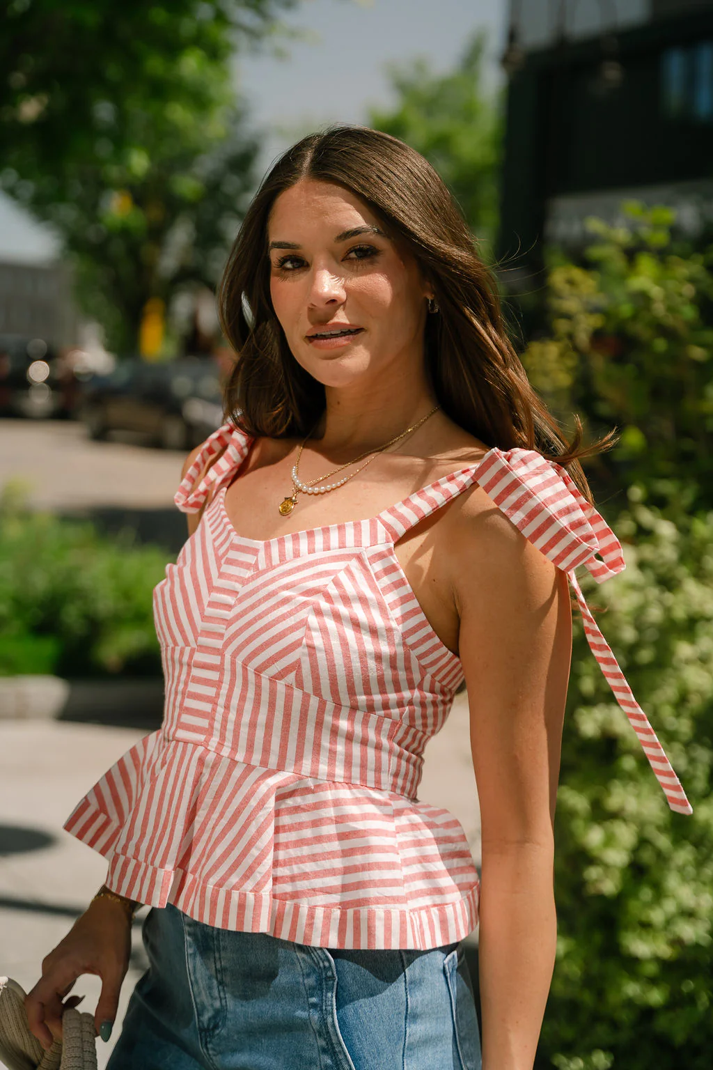 Lucia Red & White Stripe Flare Tank - Image 6