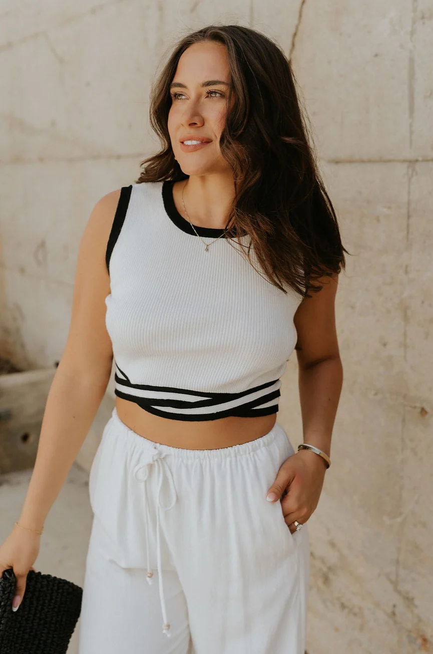 Lucia White & Black Groovy Hem Tank - Image 4