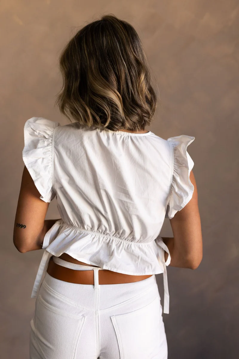 Lucie White Ruffle Peplum Top - Image 5