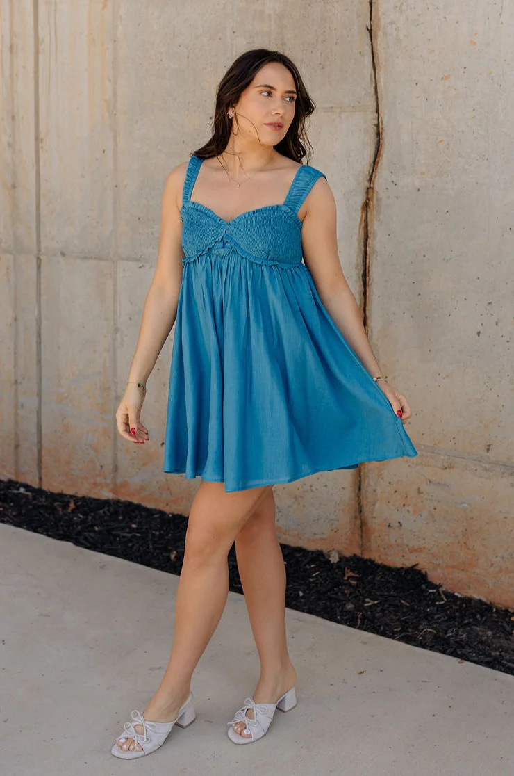 Lucille Dark Turquoise Sleeveless Mini Dress