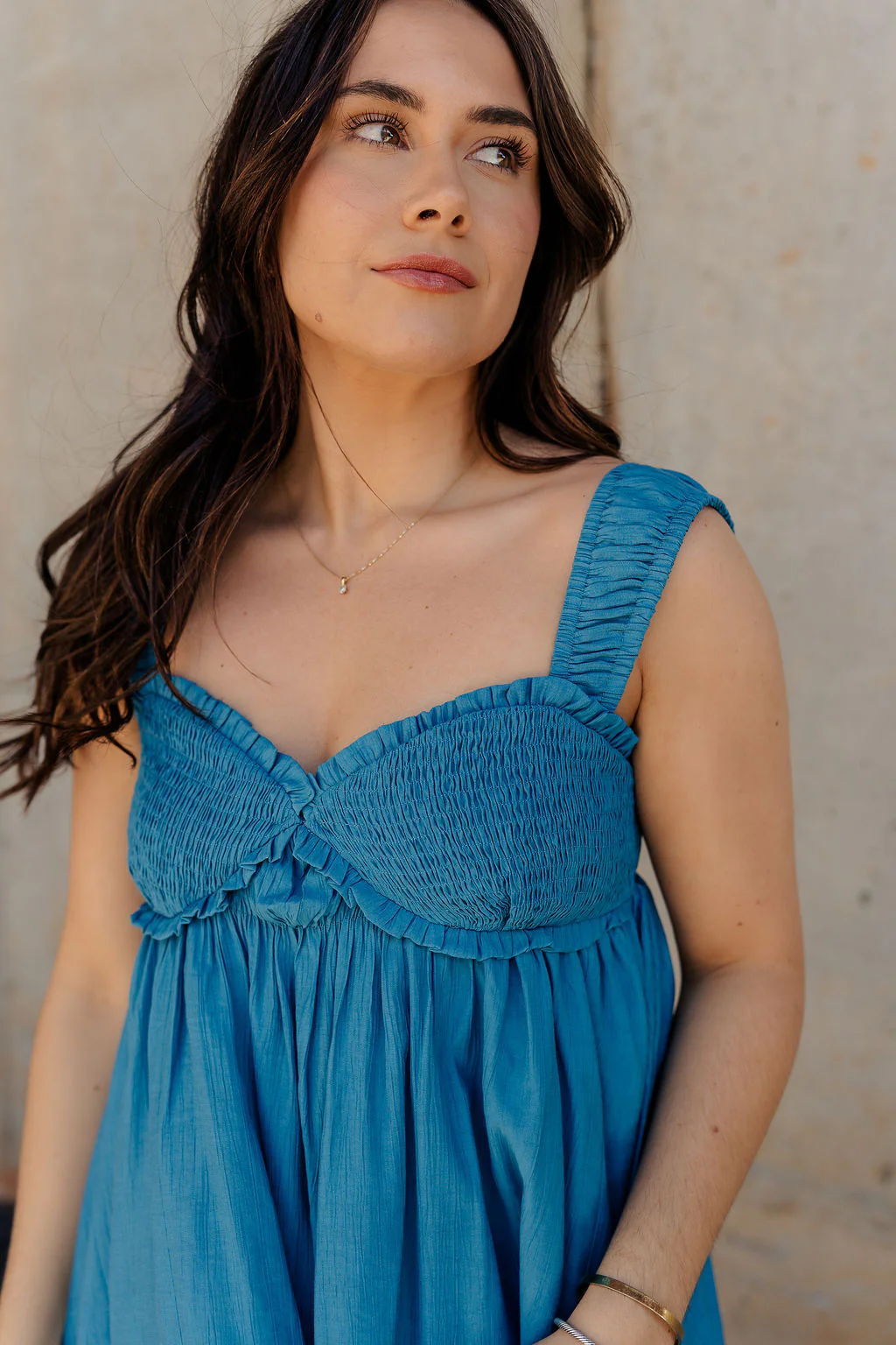 Lucille Dark Turquoise Sleeveless Mini Dress - Image 3