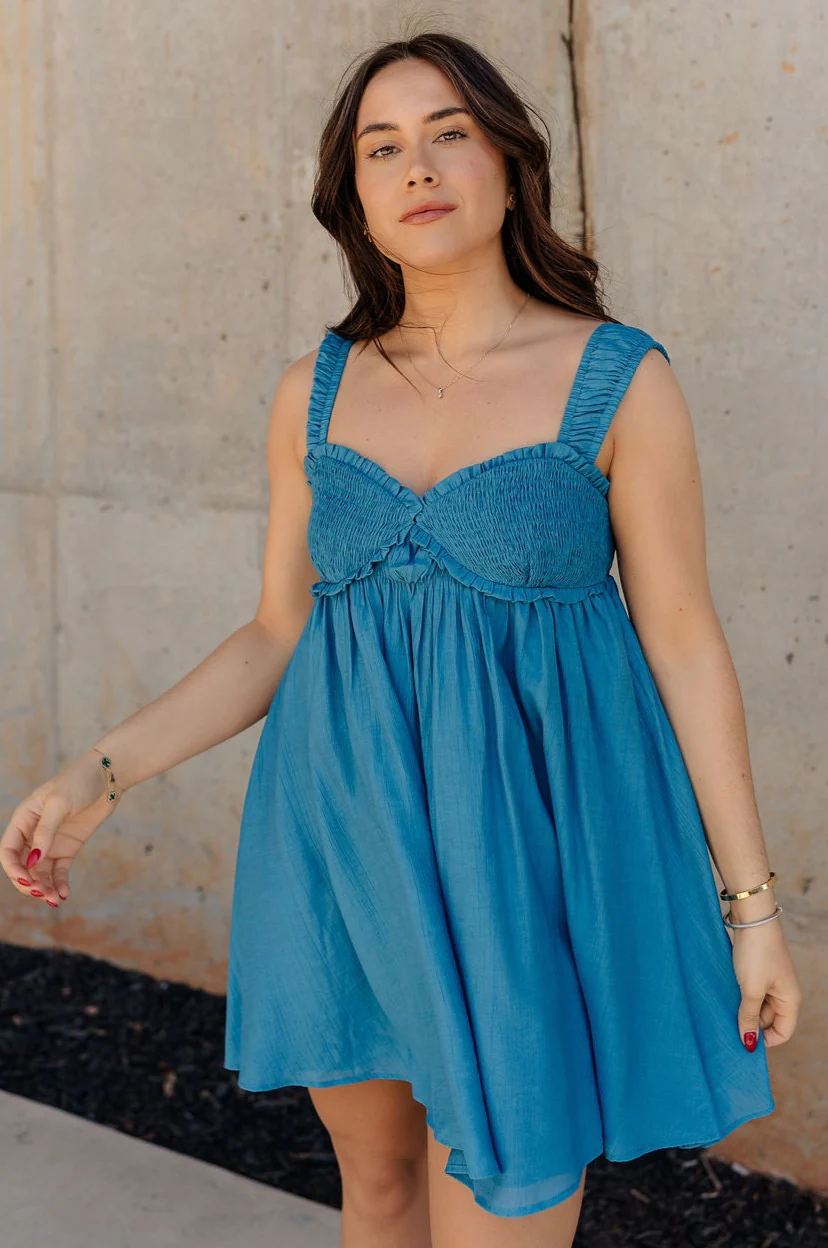 Lucille Dark Turquoise Sleeveless Mini Dress - Image 4