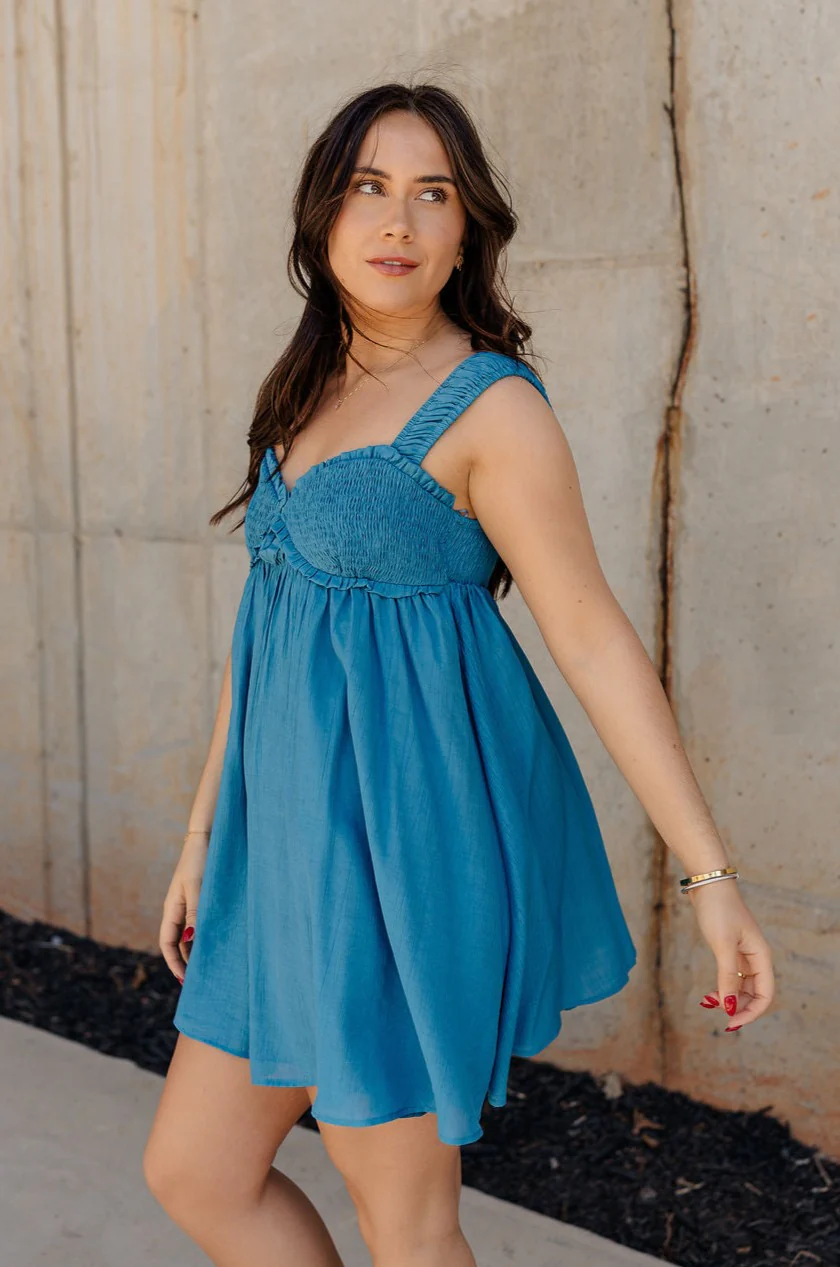 Lucille Dark Turquoise Sleeveless Mini Dress - Image 5