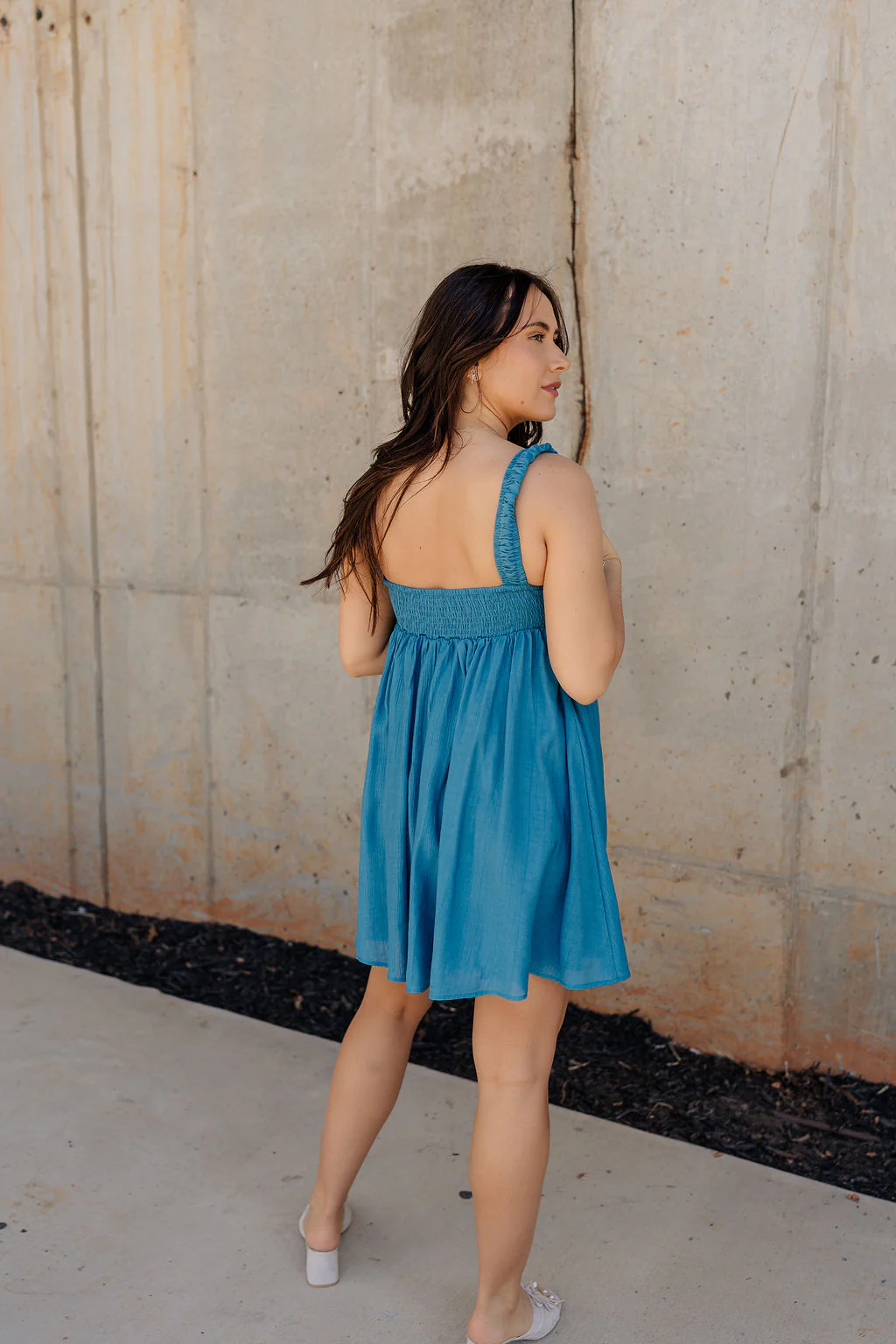 Lucille Dark Turquoise Sleeveless Mini Dress - Image 8