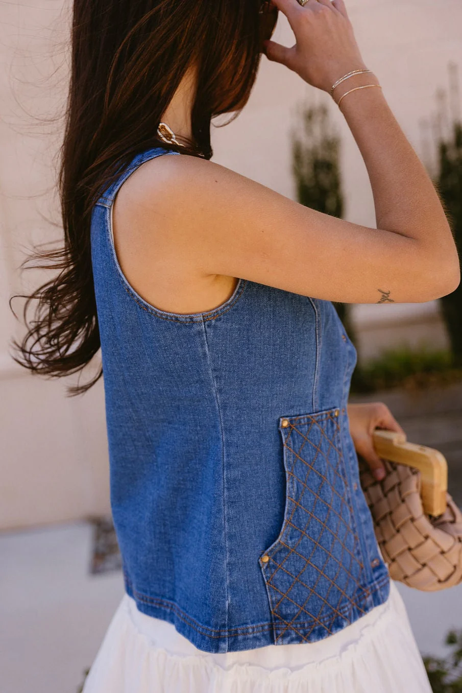 Lucy Button Front Denim Vest - Image 6