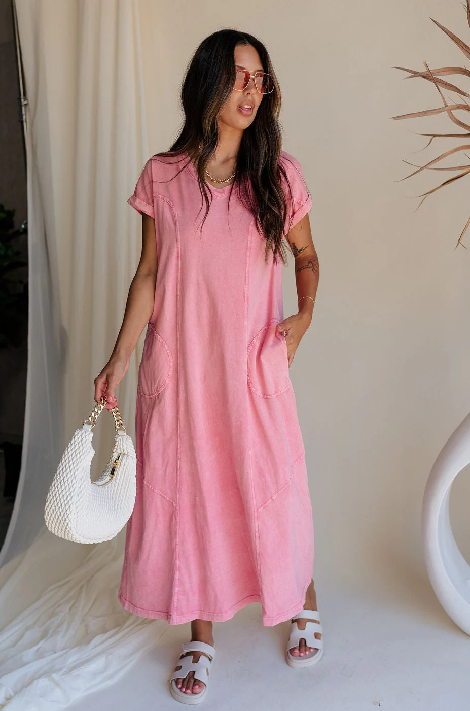 Lumi Coral Short Sleeve Maxi Dress - Image 2