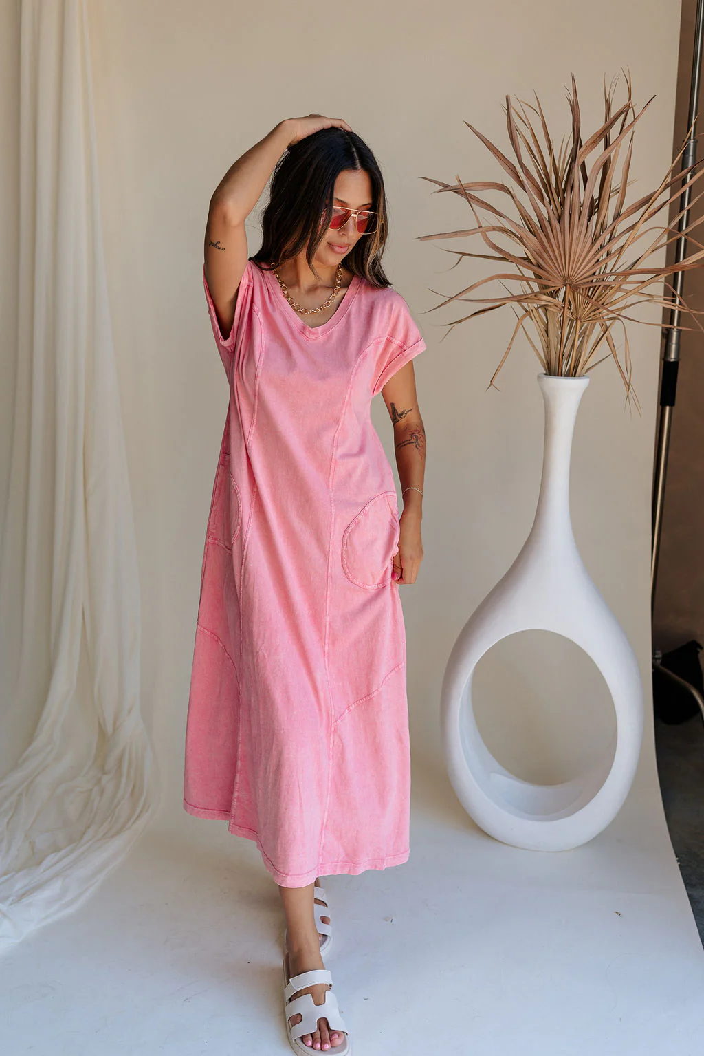 Lumi Coral Short Sleeve Maxi Dress - Image 6