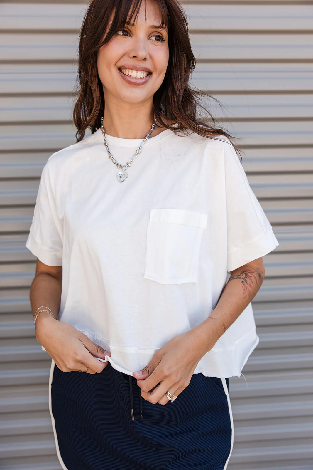 Lumi White Oversized Cropped Tee - Image 4