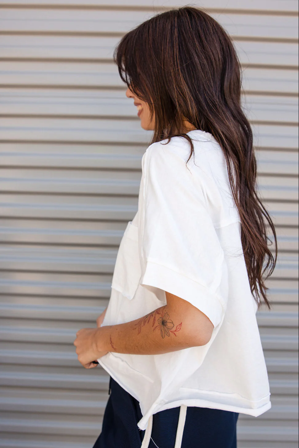 Lumi White Oversized Cropped Tee - Image 5