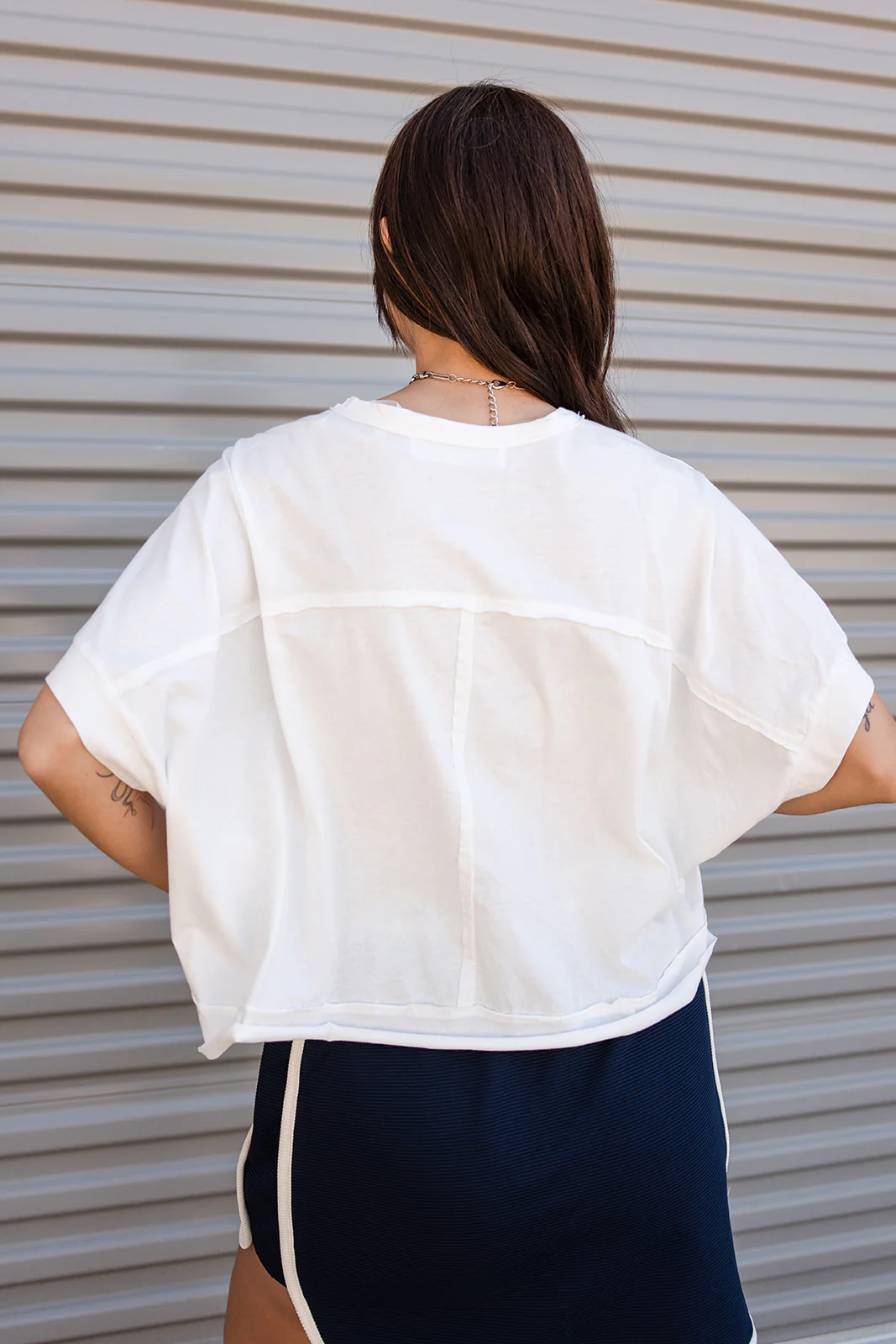 Lumi White Oversized Cropped Tee - Image 6