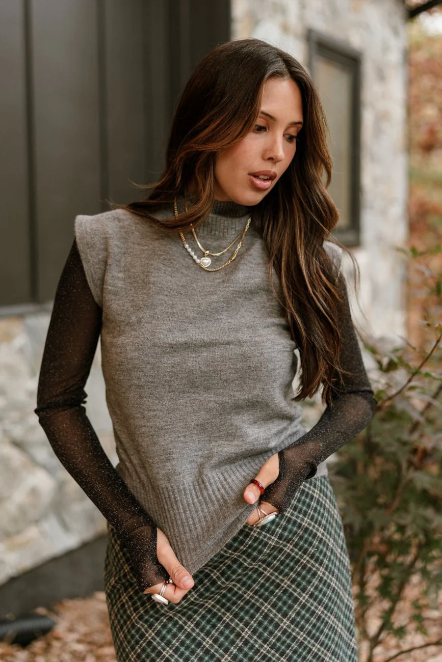 Luna Charcoal Grey Sweater Vest - Image 3