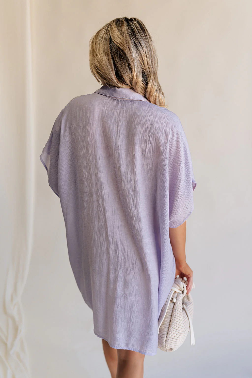 Luna Lavender Button-Up Short Sleeve Mini Dress - Image 10