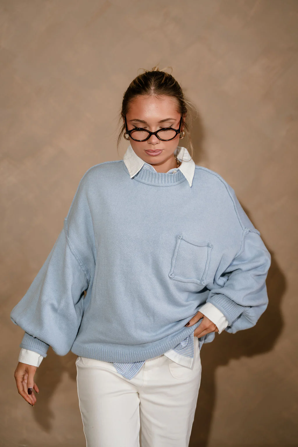 Luna Light Blue Knit Sweater - Image 4
