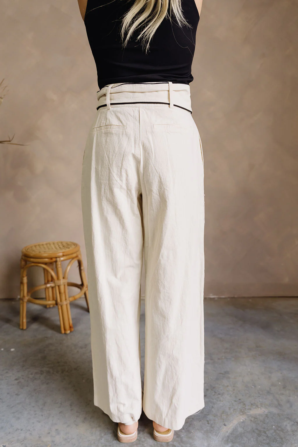 Luna Natural & Black Belt Wide Leg Pants - Image 11