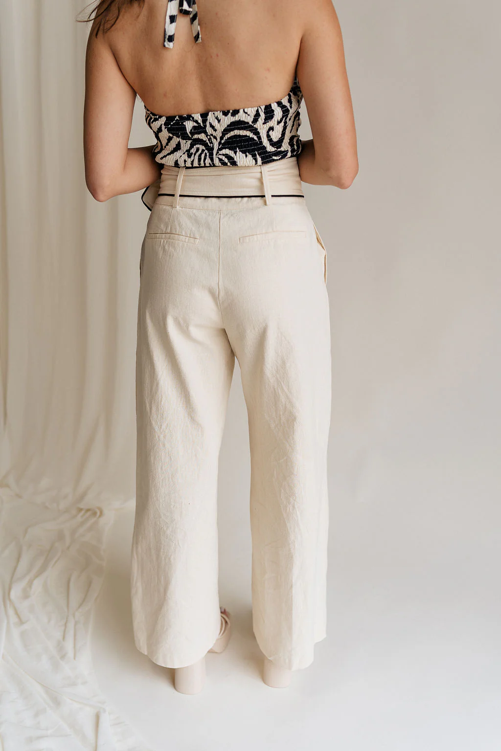Luna Natural & Black Belt Wide Leg Pants - Image 5