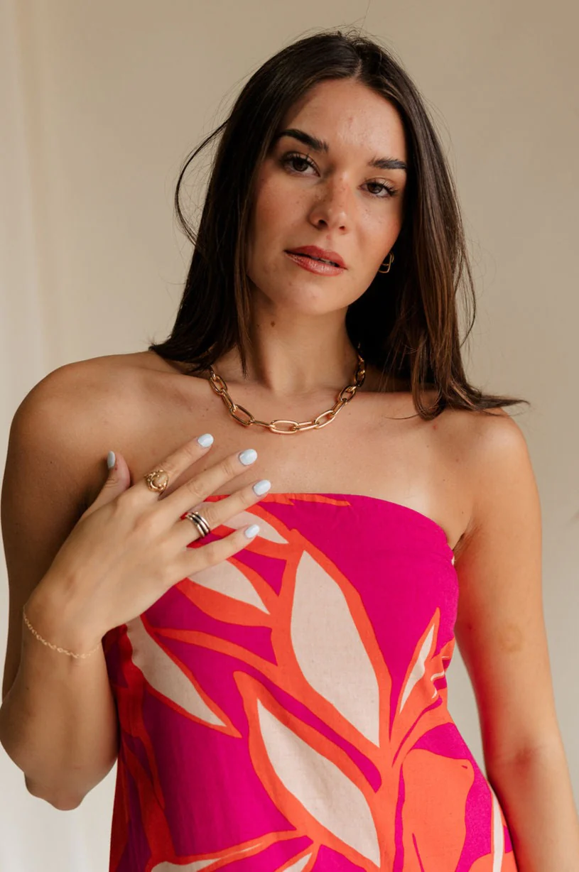 Luna Orange & Fuchsia Floral Maxi Dress - Image 7