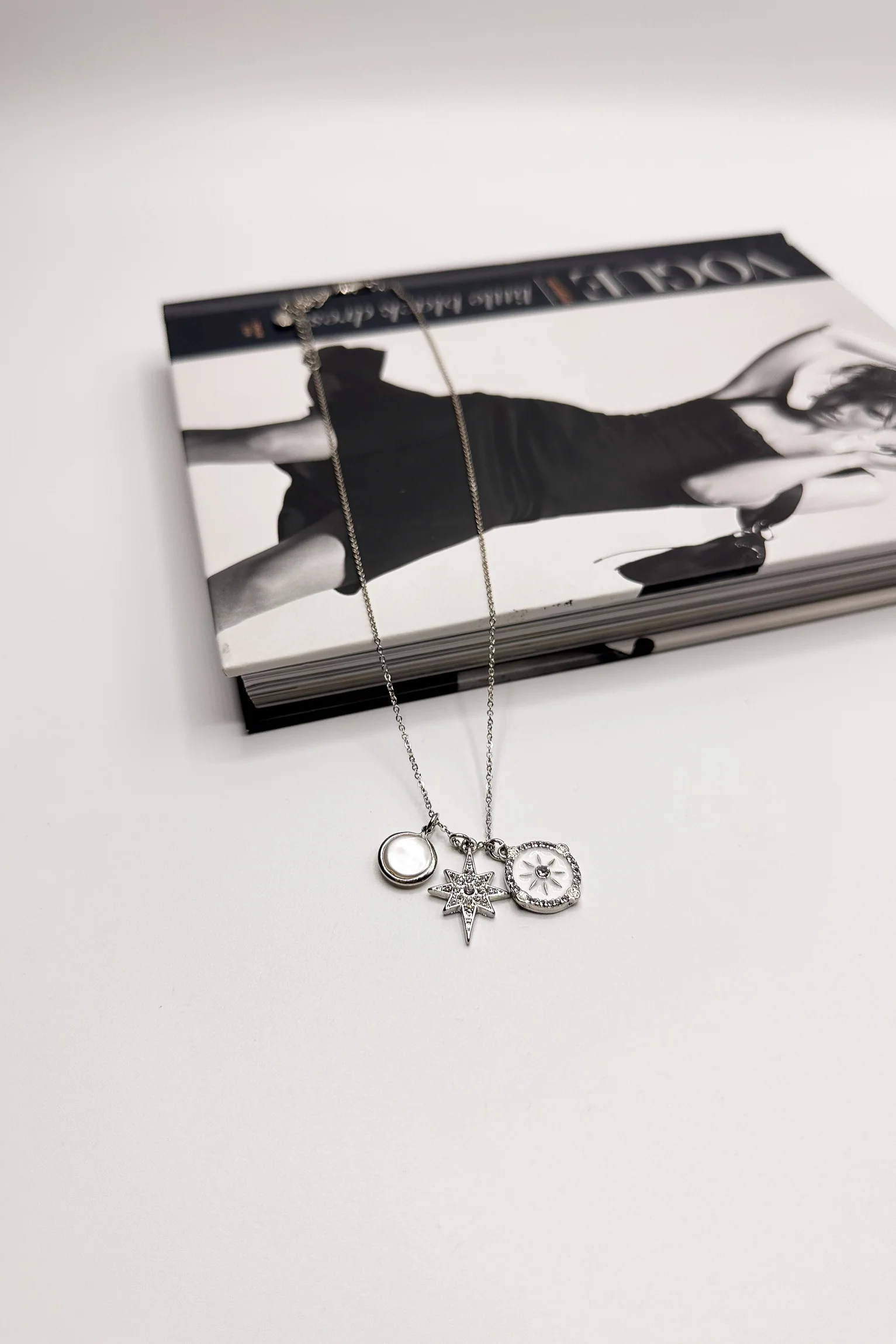 Luna Silver & Pearl Starburst Medallion Necklace - Image 2