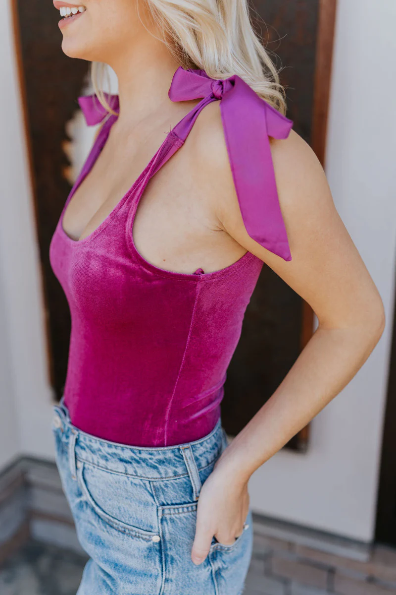Luna Velvet Bodysuit in Pink - Image 5