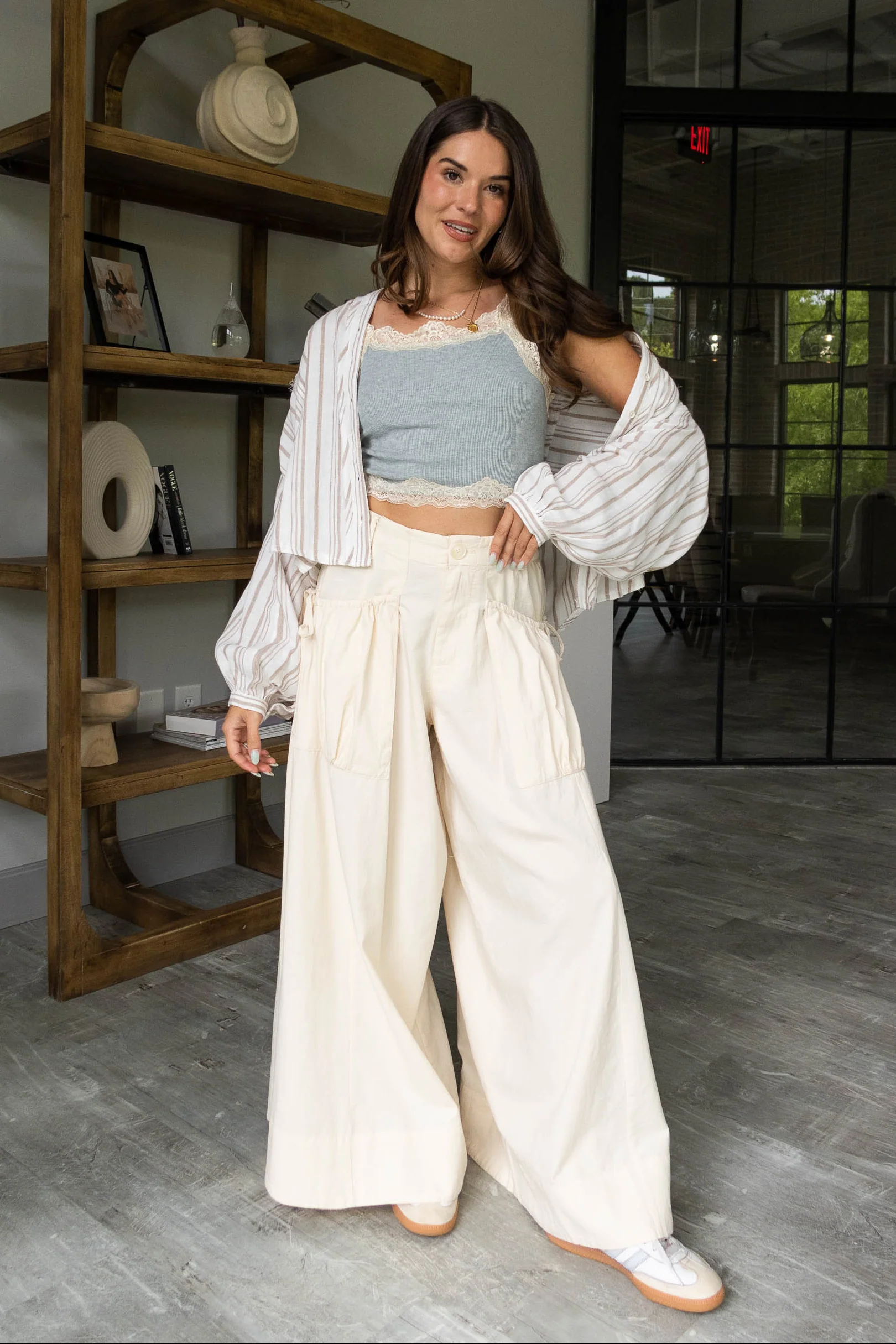 Lydia Beige Wide Leg Pants