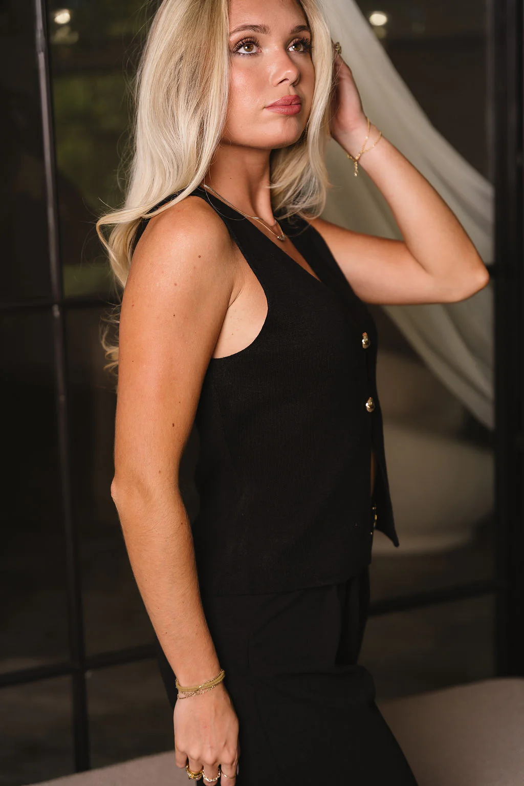 Lydia Black Gold Button-Up Tank - Image 3