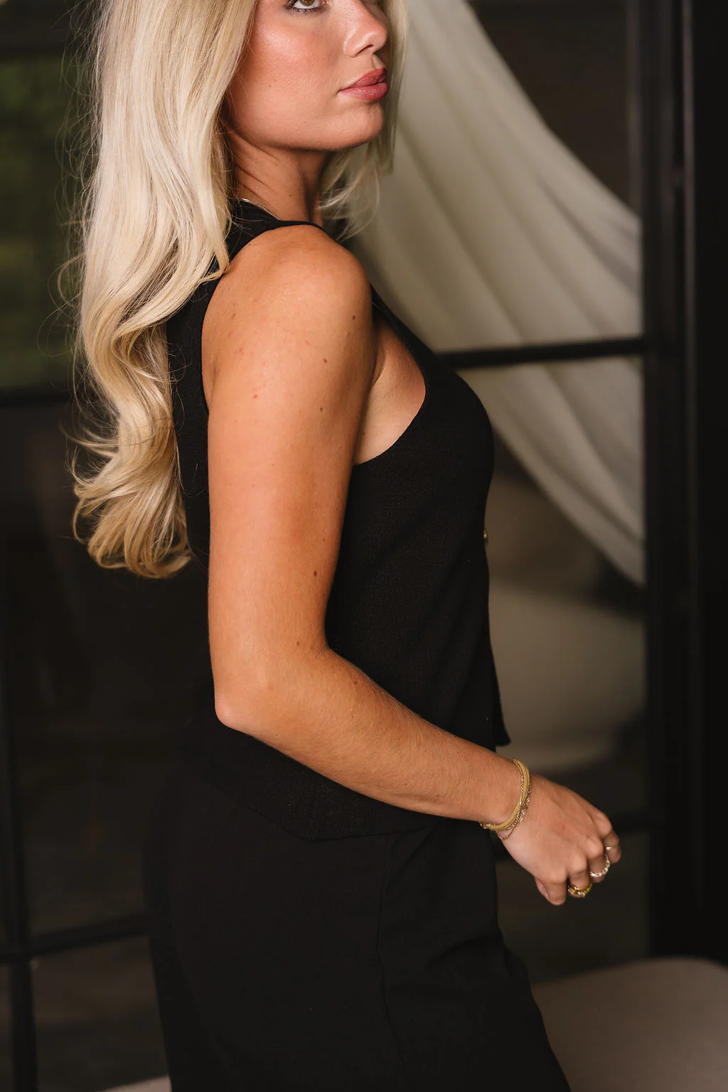 Lydia Black Gold Button-Up Tank - Image 9