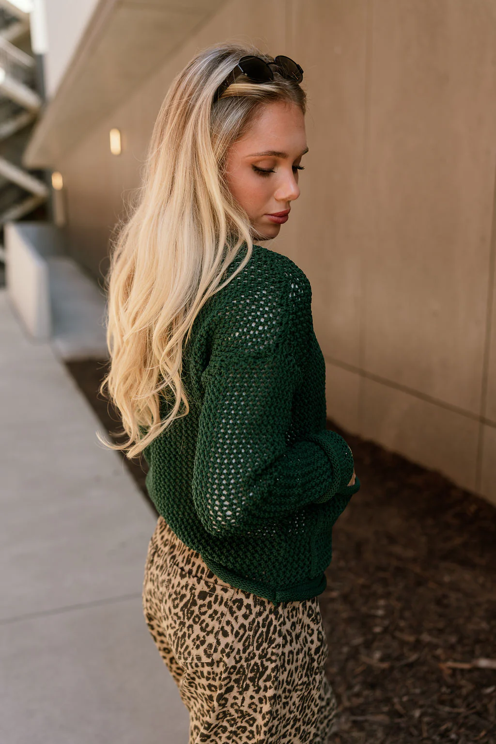 Lydia Forest Green & Gold Buttons Cardigan - Image 8