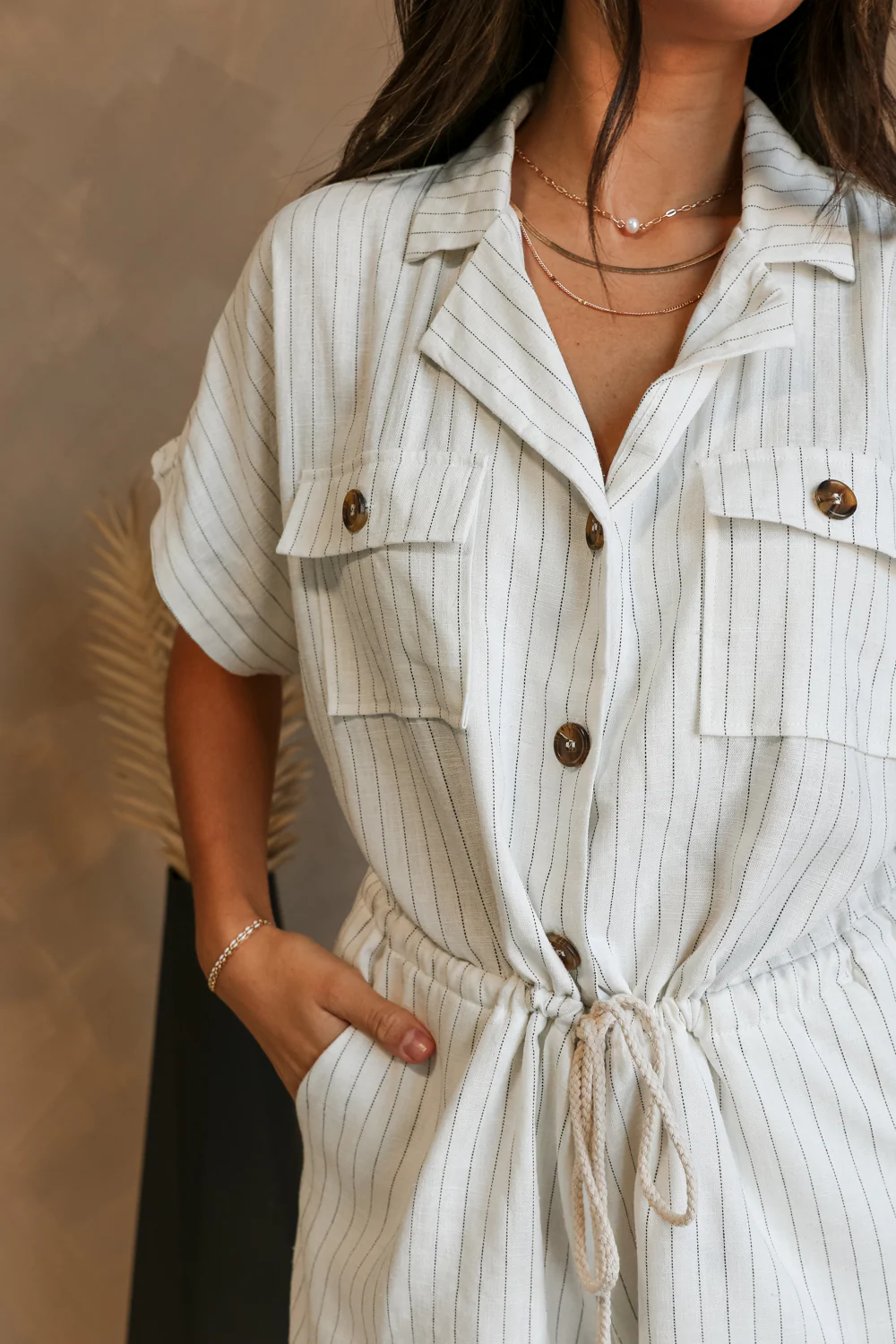 Lydia Ivory & Black Striped Romper - Image 5