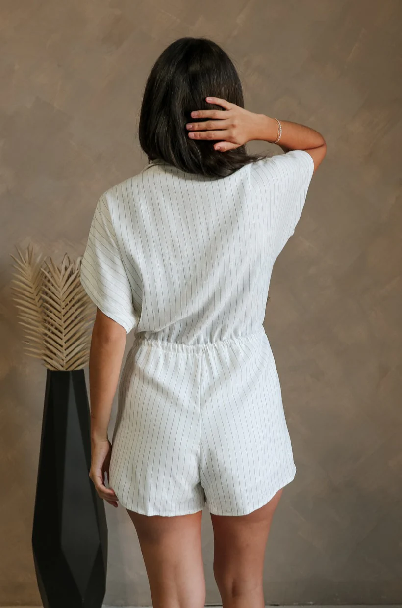 Lydia Ivory & Black Striped Romper - Image 7