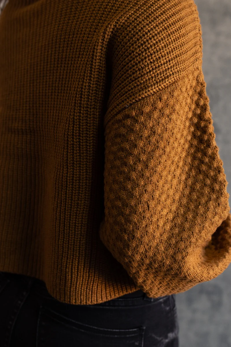 Lydia Light Brown Knit Long Sleeve Sweater - Image 3