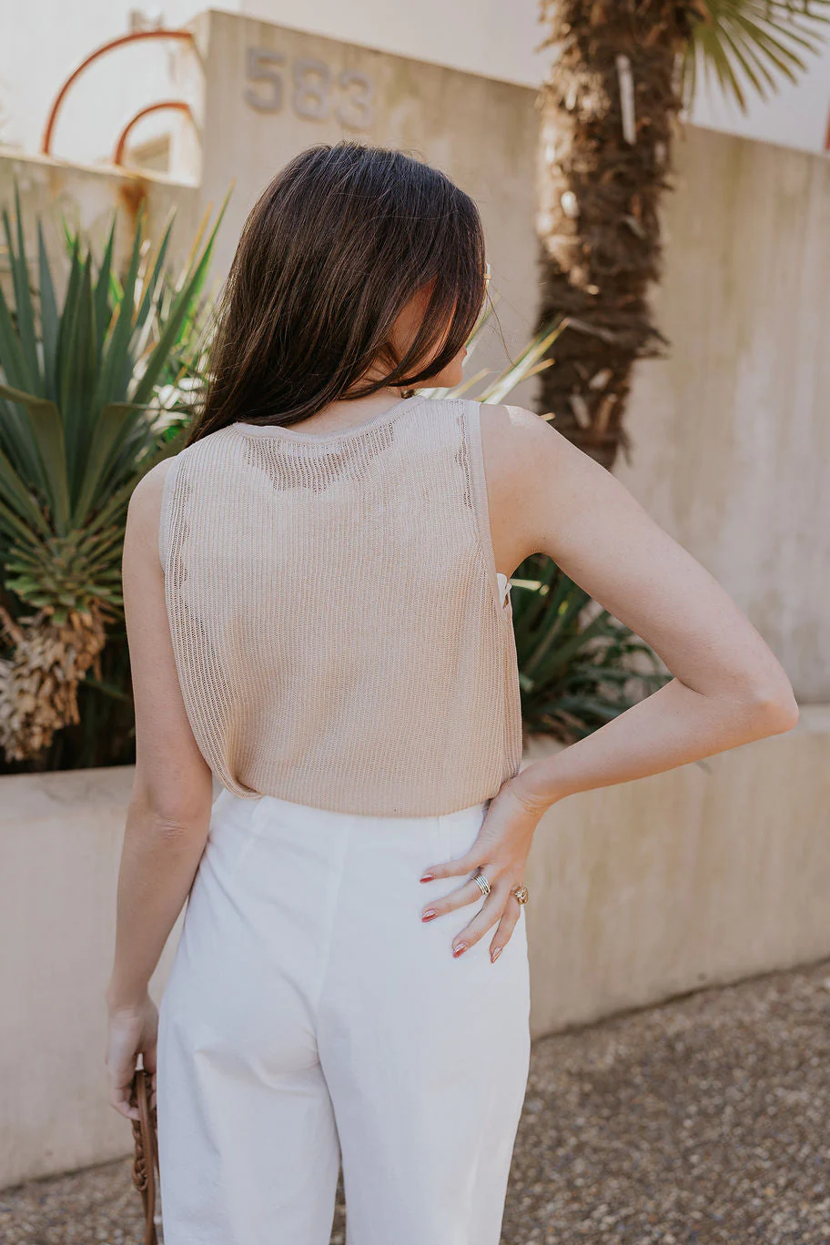Lyla Light Taupe Knit Tank - Image 7