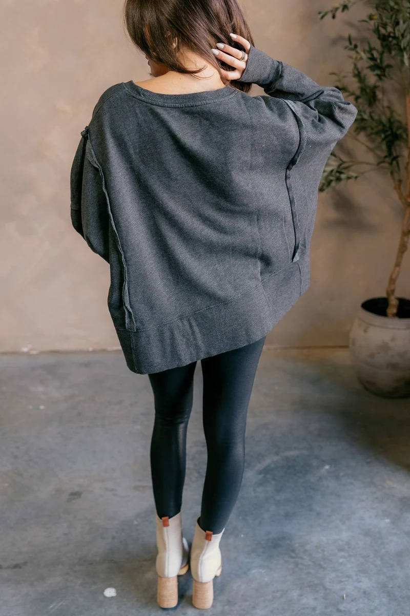 Lyla Washed Black Long Sleeve Sweatshirt - Image 11