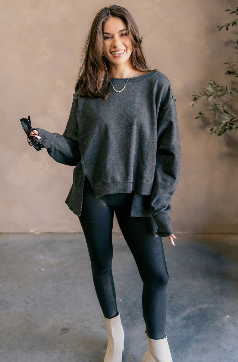 Lyla Washed Black Long Sleeve Sweatshirt - Image 2