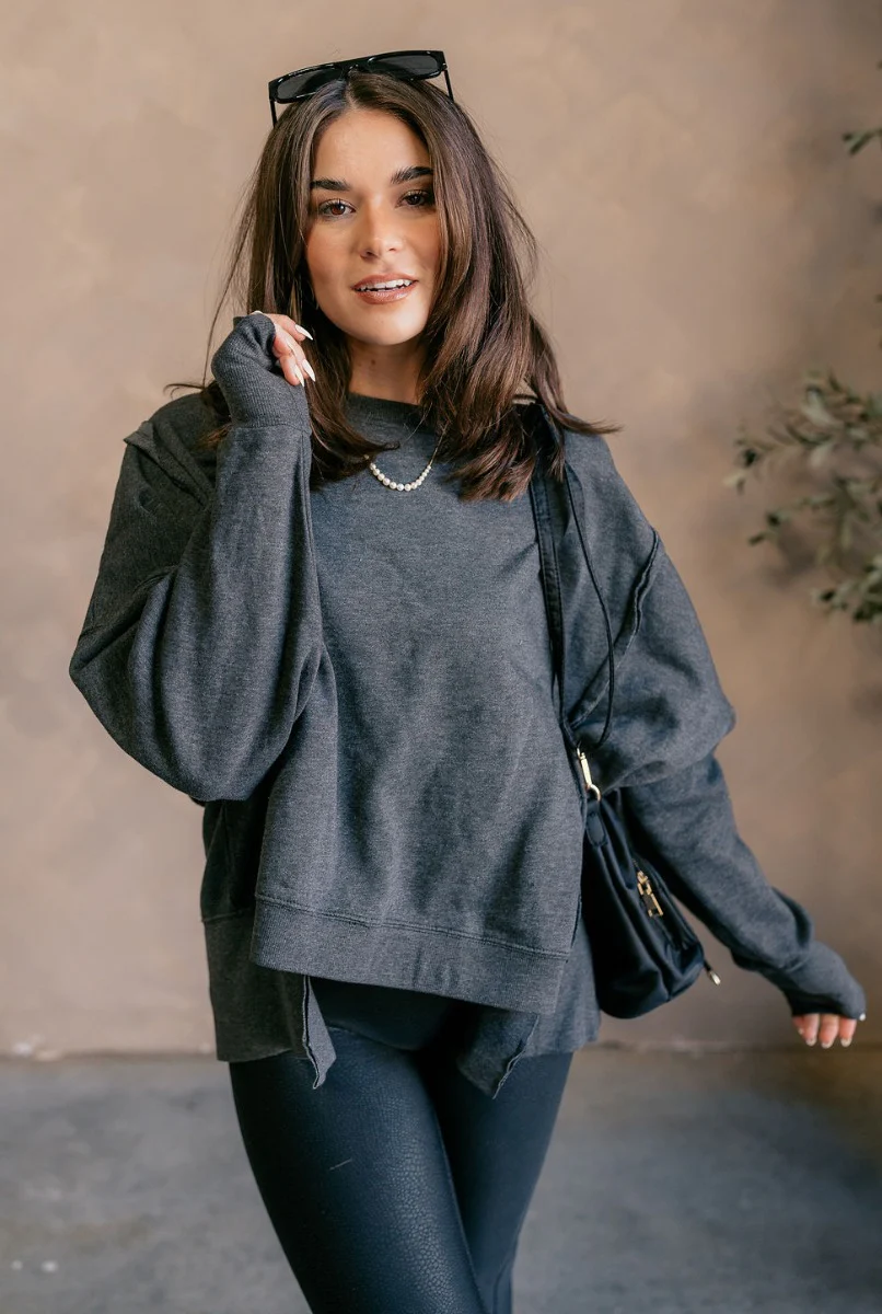 Lyla Washed Black Long Sleeve Sweatshirt - Image 4