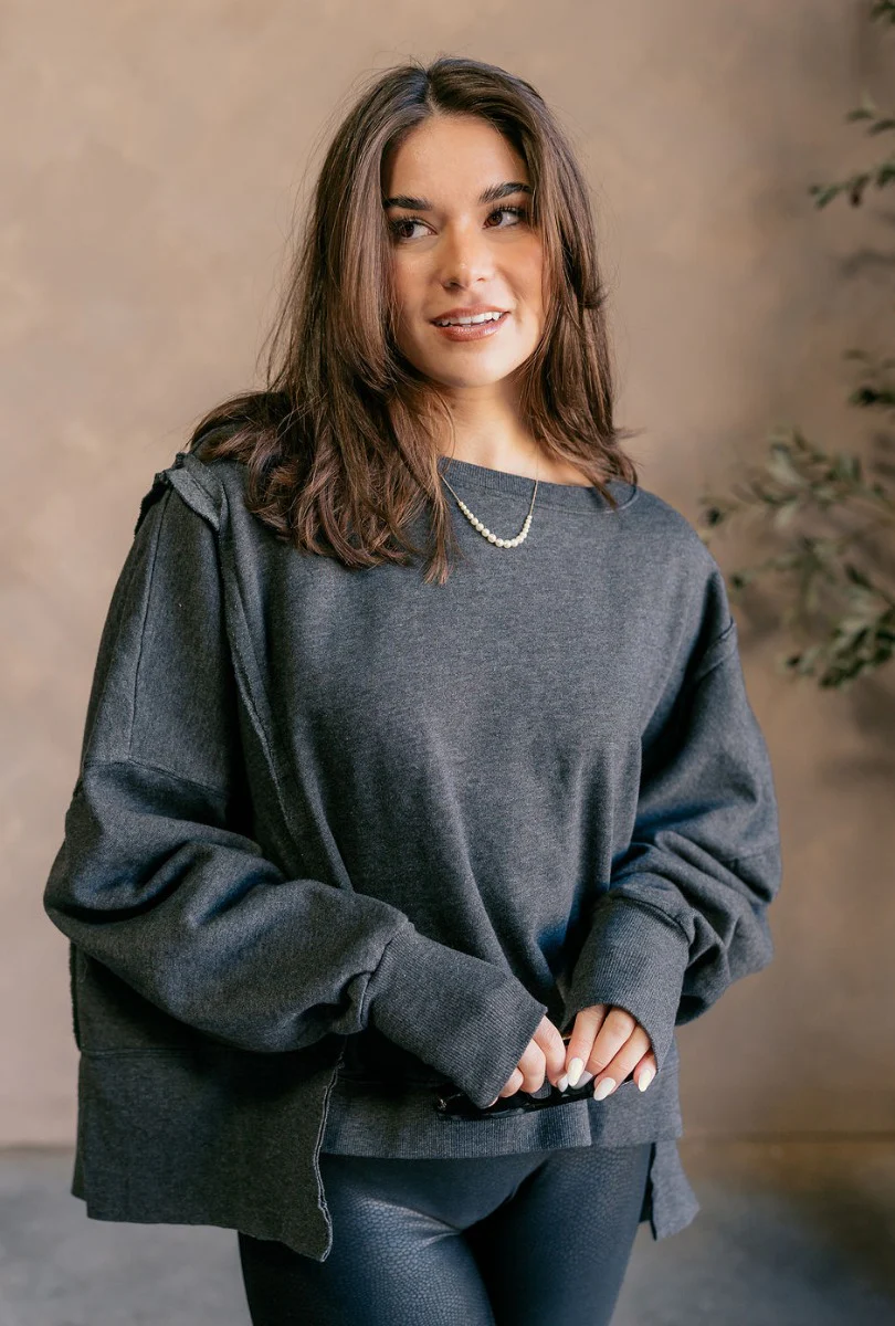Lyla Washed Black Long Sleeve Sweatshirt - Image 5