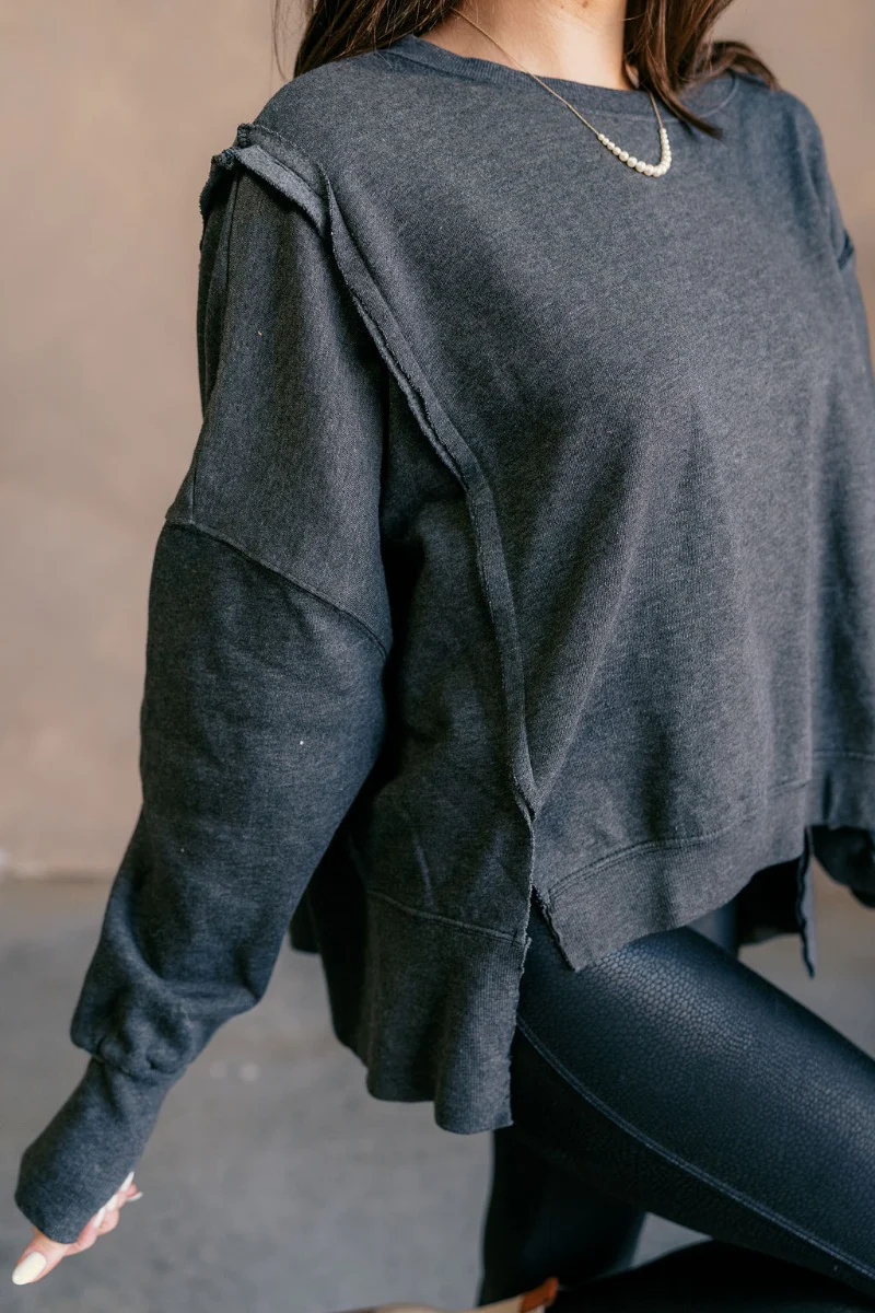 Lyla Washed Black Long Sleeve Sweatshirt - Image 7