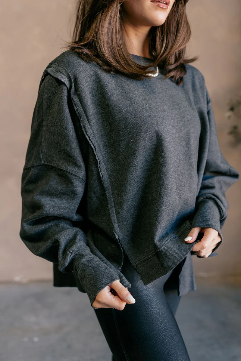 Lyla Washed Black Long Sleeve Sweatshirt - Image 8
