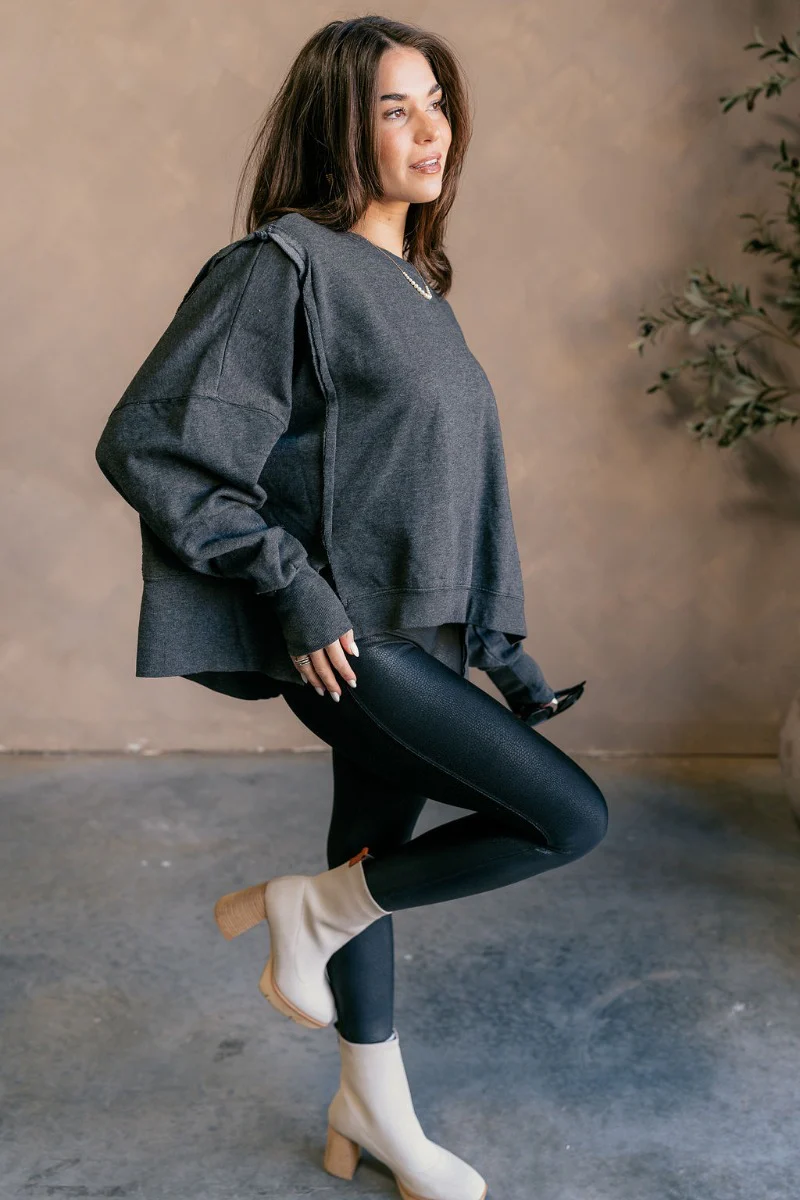 Lyla Washed Black Long Sleeve Sweatshirt - Image 9