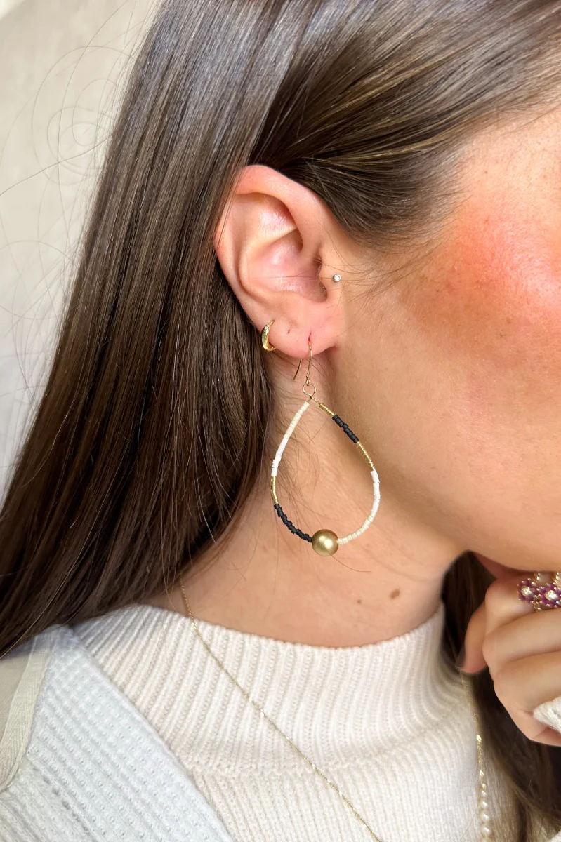 Lyndsey Black Multi Teardrop Hoop