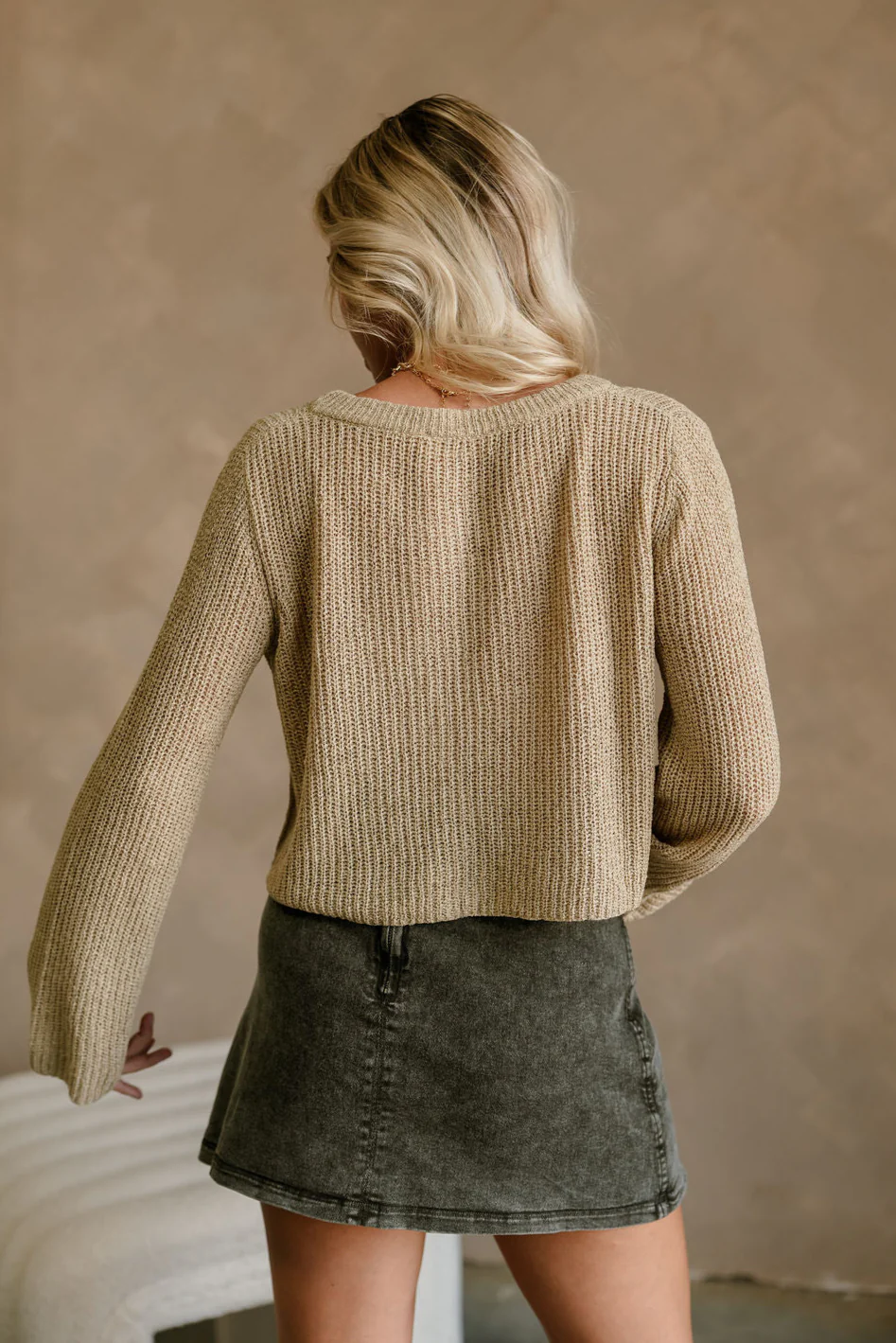 Lyra Beige Knit Button-Up Cardigan - Image 6