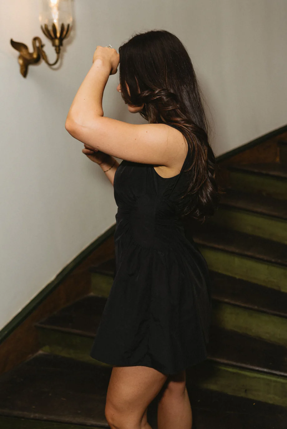 Lyra Black Boat Neck Mini Dress - Image 3