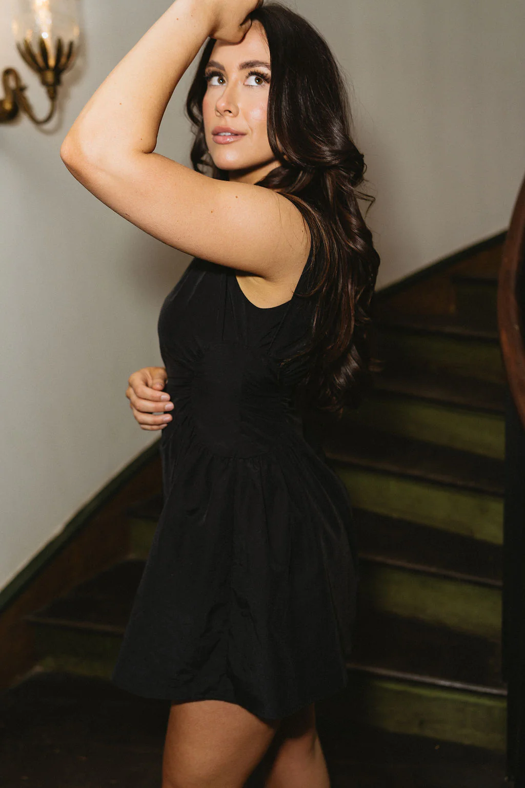 Lyra Black Boat Neck Mini Dress - Image 6