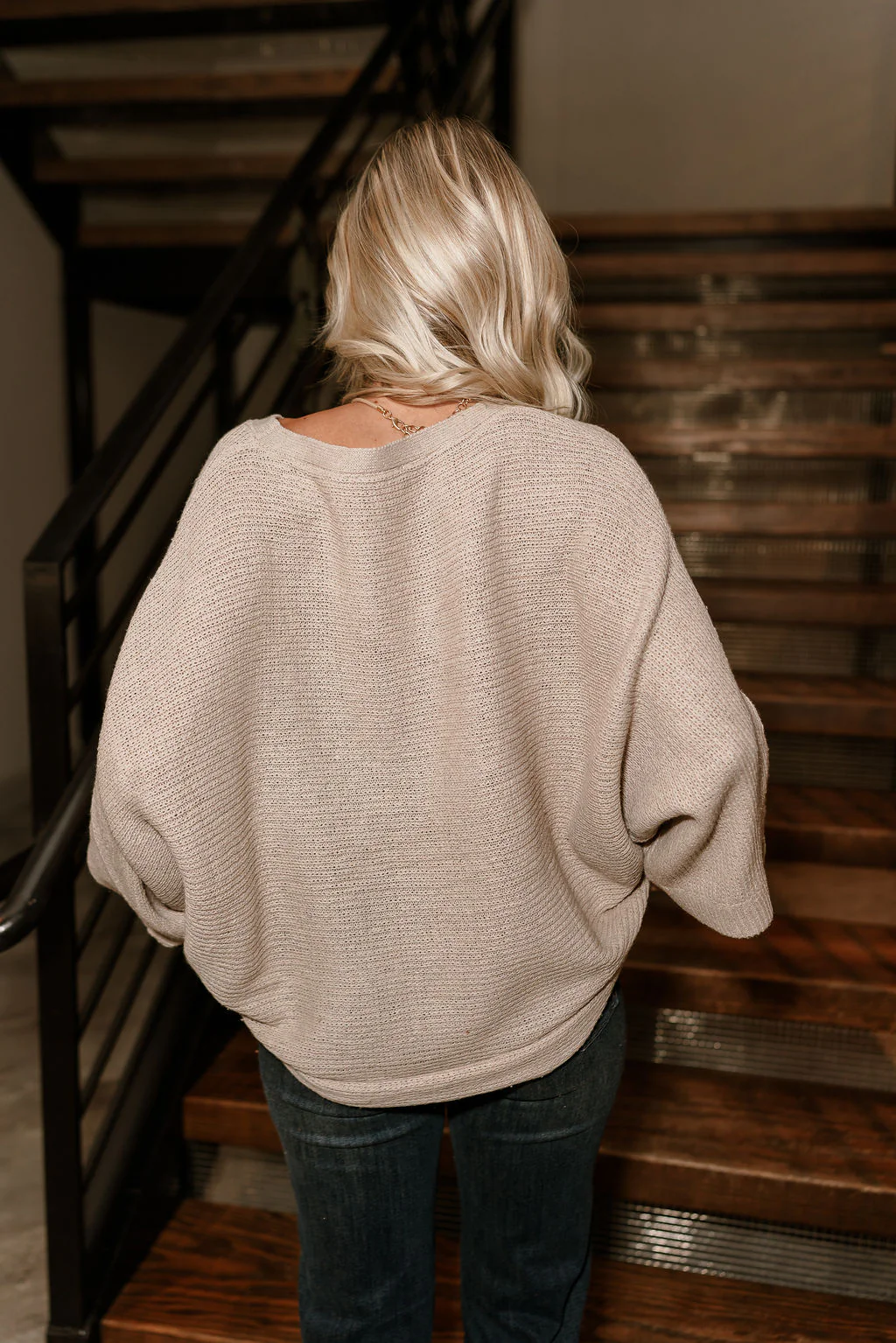 Lyra Taupe Ribbed Knit Sweater - Image 7