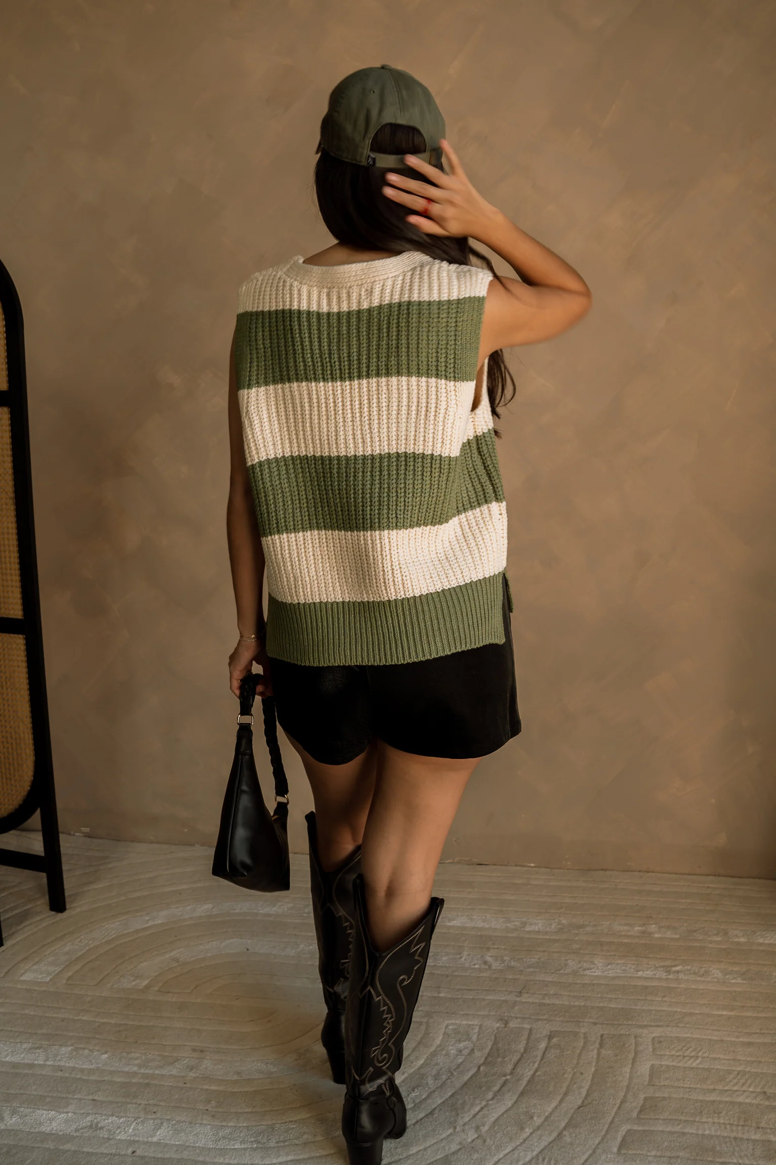 Macie Green & White Striped Sweater Vest - Image 6