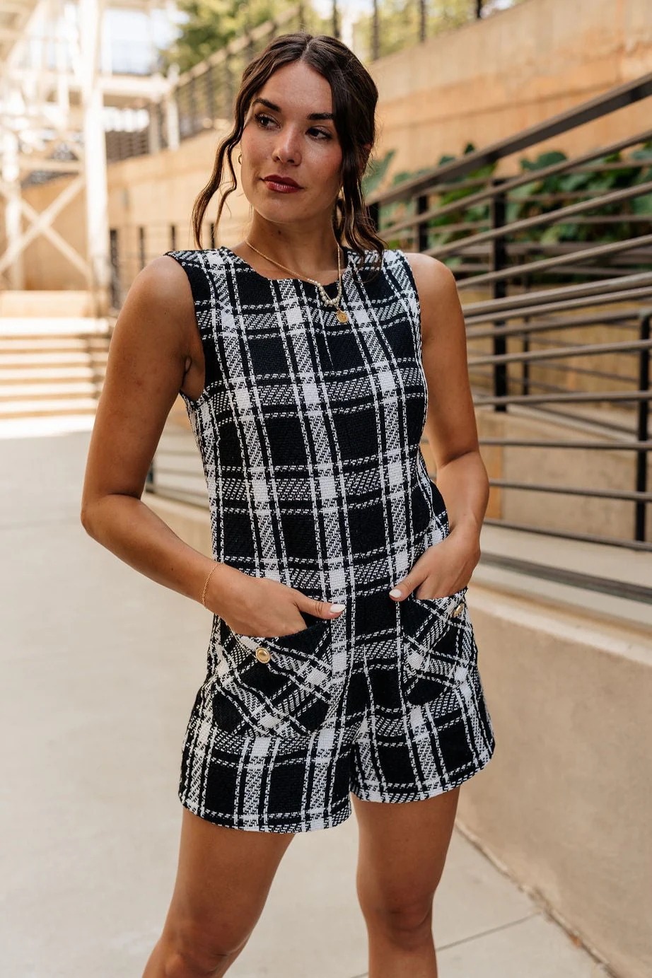 MACKENZIE BLACK & WHITE ROMPER - Image 2